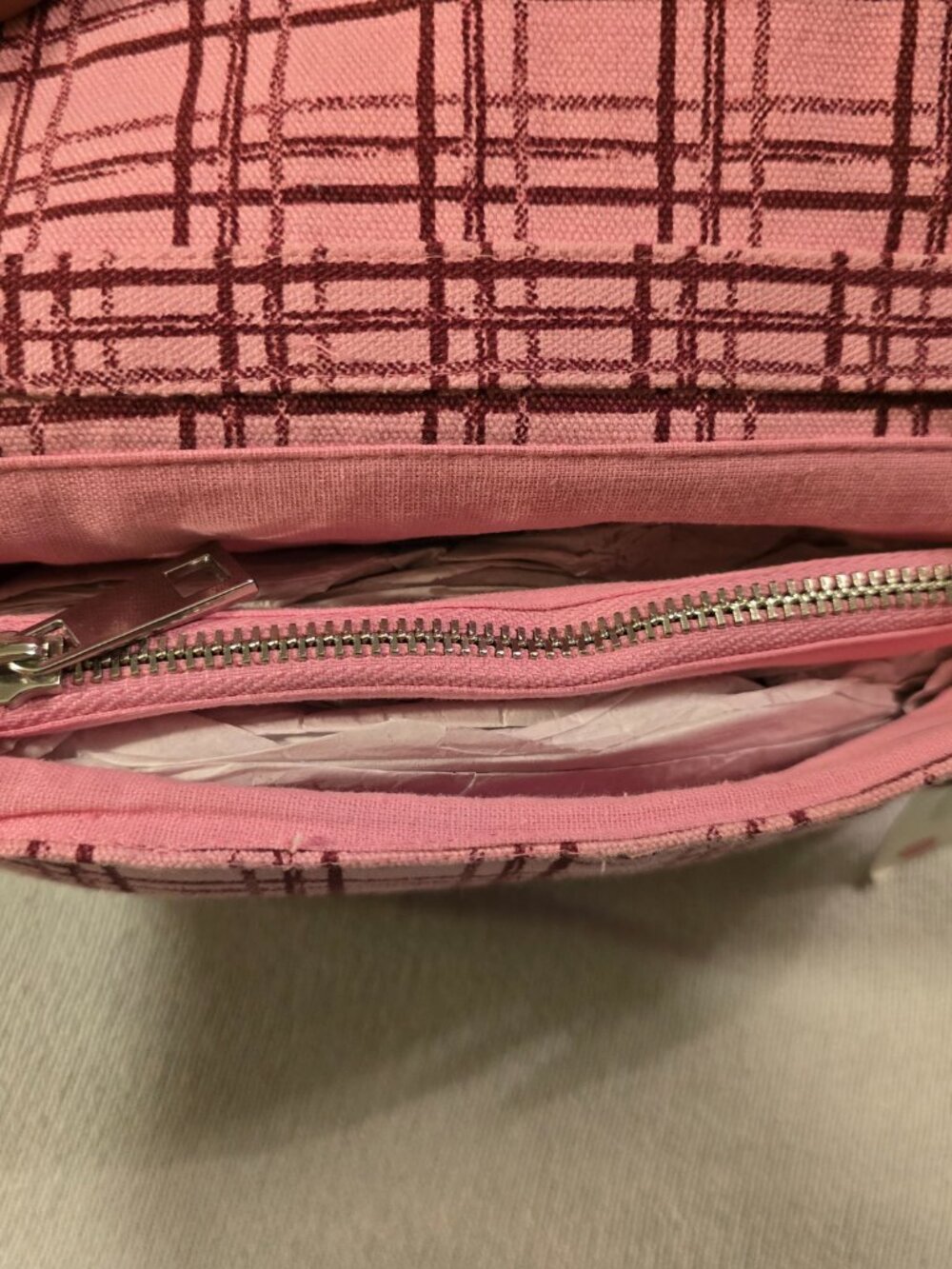 New Zara Pink Plaid Beaded Crossbody Bag With Chain Strap - Picture 5 of 16